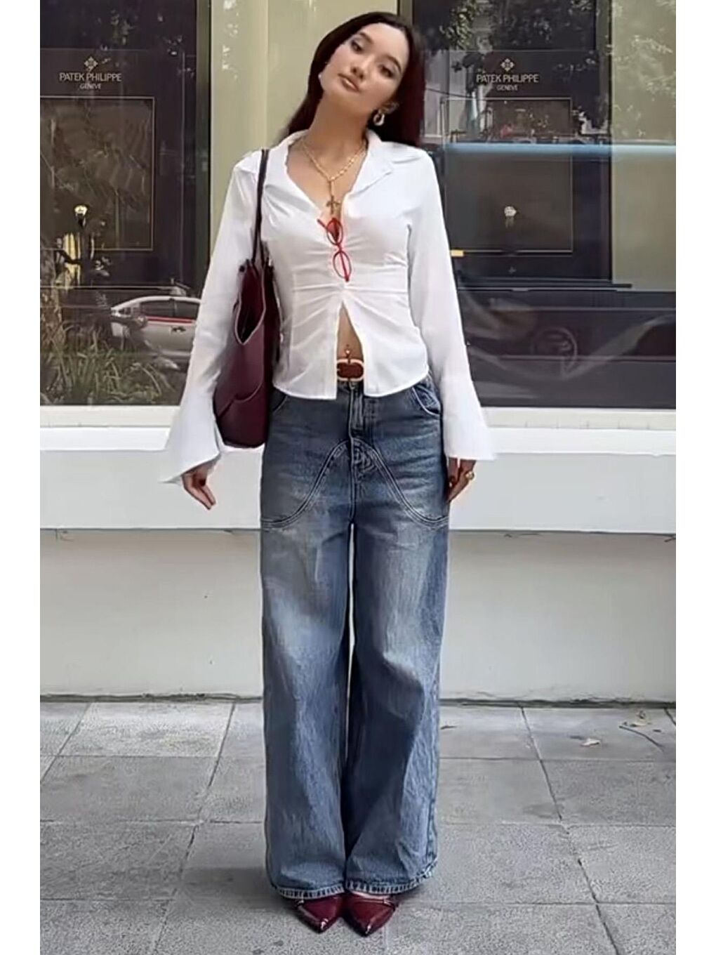 Beyaz Vücuda Oturan Slim Fit Kadın Gömlek Mg2659-3