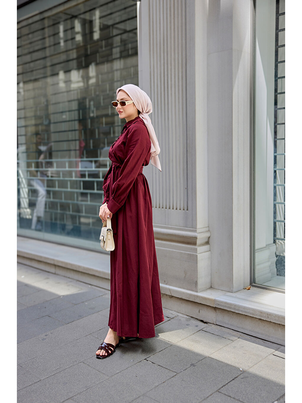 Kadın Sea Elbise Bordo-2