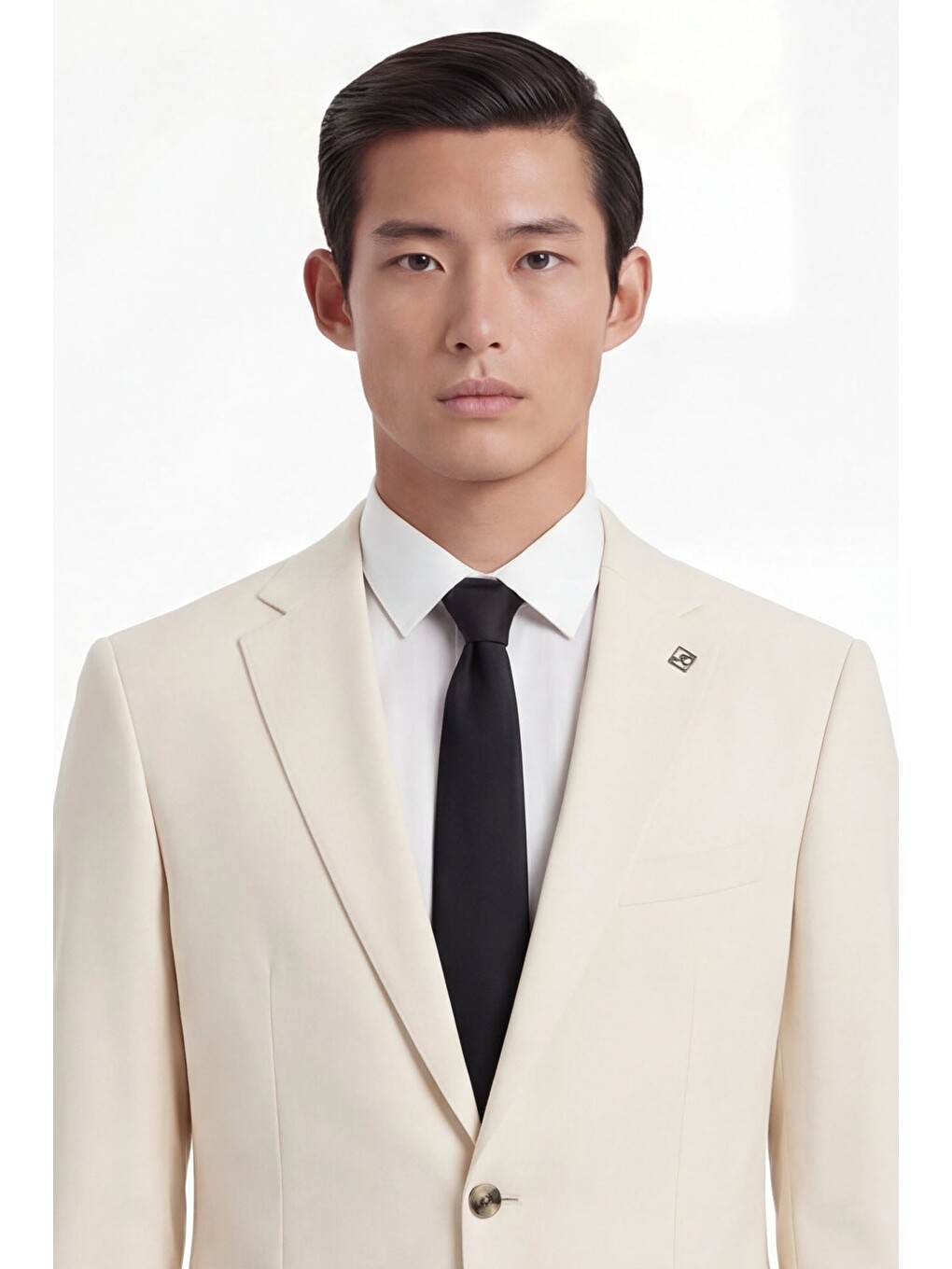 Ekru Slim Fit 6 Drop Mono Yaka Modal Kumaş Lastikli Bel Astarsız Takım Elbise-2