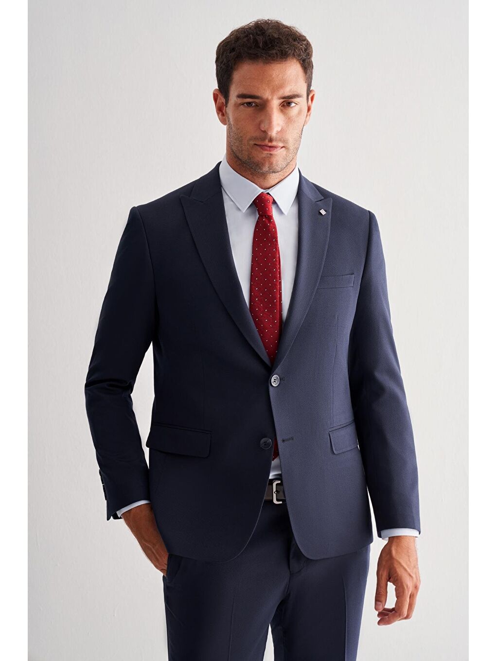 Lacivert Kılıç Yaka Tam Astar 6 Drop Slim Fit Takım Elbise 1001255157