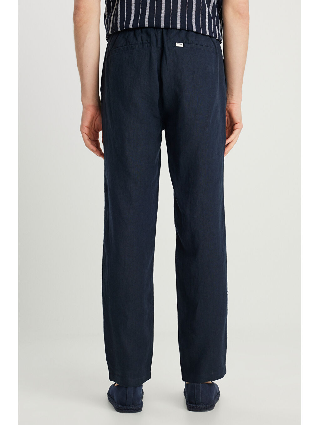 %100 Keten Regular Fit Normal Kesim Normal Bel Düz Paça Lacivert Pantolon-3