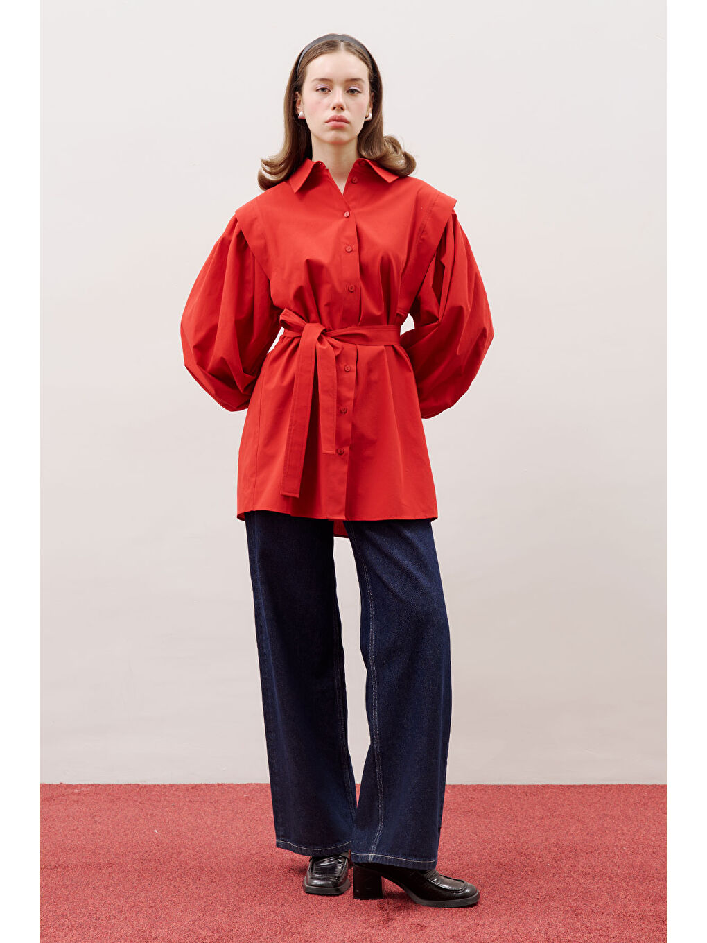 Nora Tasarım Gömlek Kırmızı-1