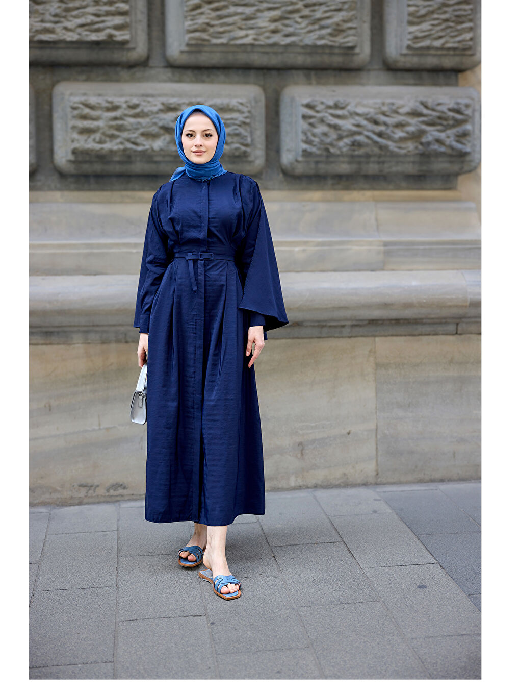 Kadın Pelerinli Elbise Lacivert