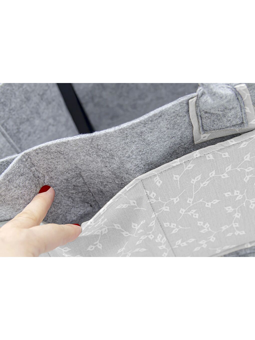 772 Keçe Anne Bebek Bakım Çantası Gri Çiçek-4