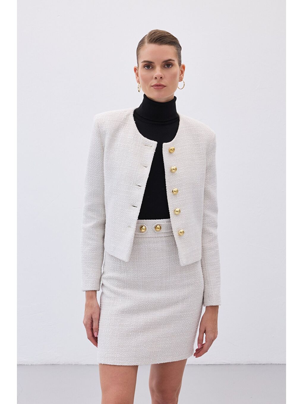 Bej Kısa Tüvit Ceket - Taş-1