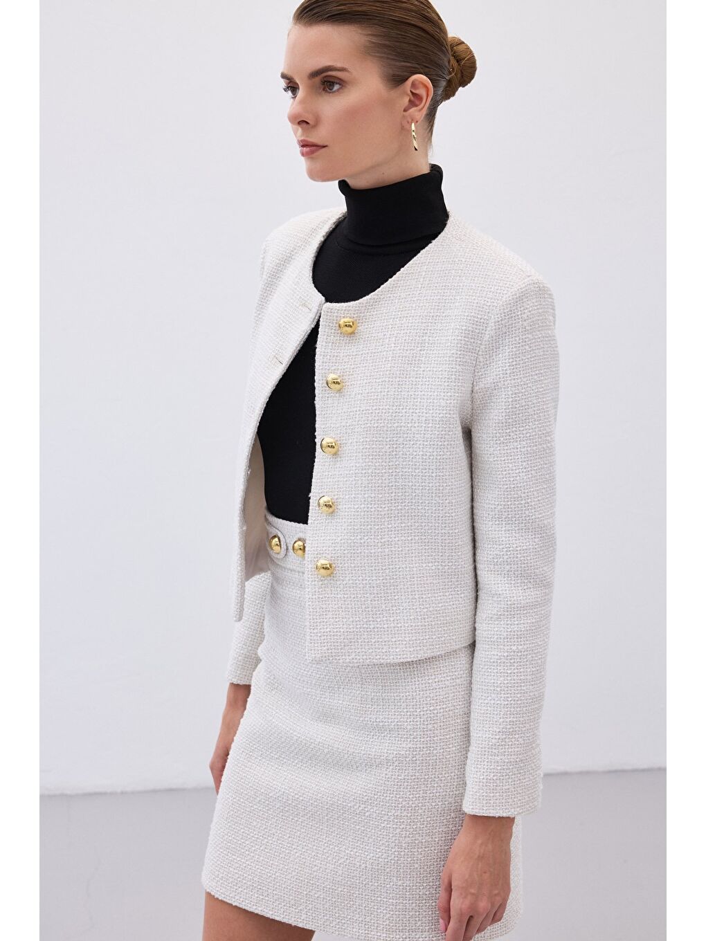 Bej Kısa Tüvit Ceket - Taş-2