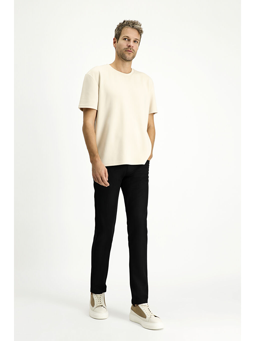 Siyah Slim Fit Dar Kesim Kanvas / Chino Pantolon