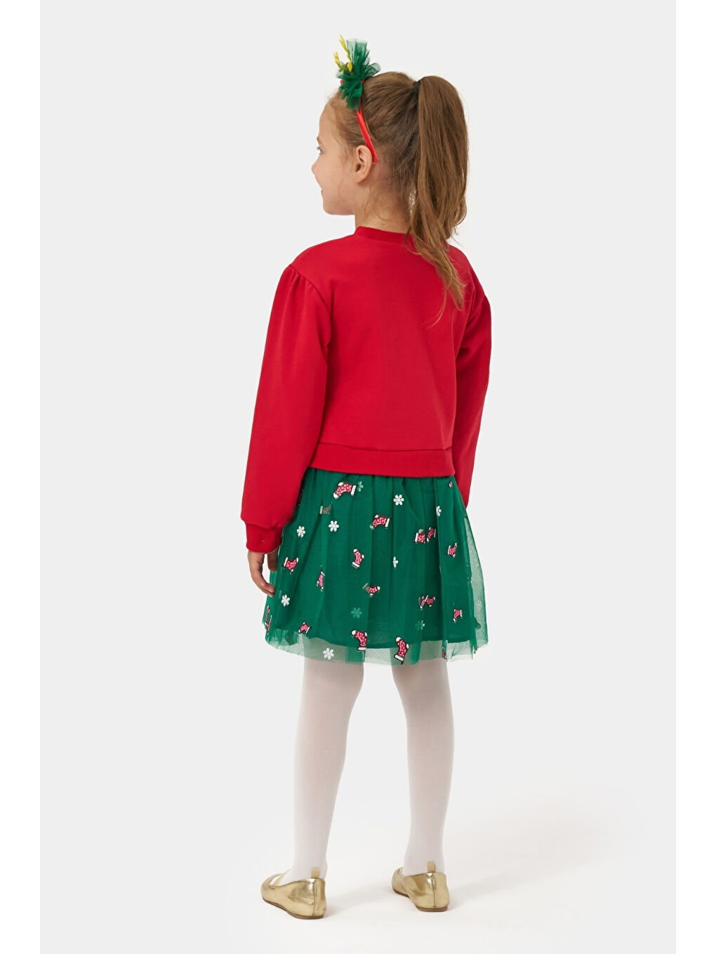 Kırmızı Joy Baskılı Tül Etekli Kız Çocuk Elbise - Fragile-3