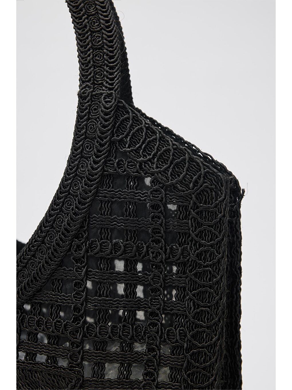 Vicolo Handmade Makrome Tote Çanta Siyah-5