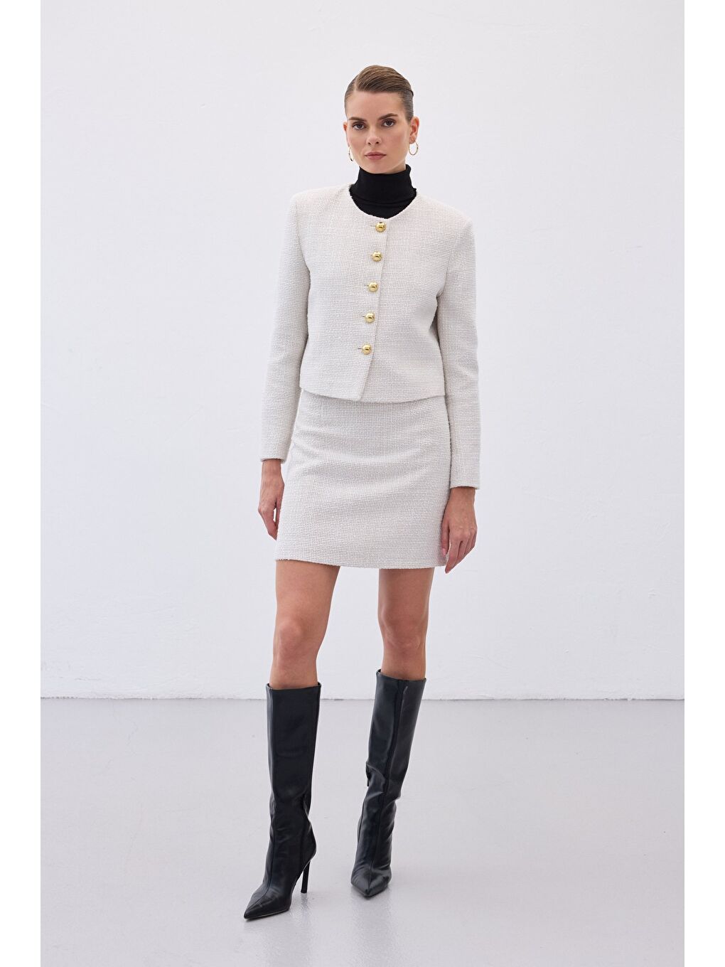 Bej Kısa Tüvit Ceket - Taş-6