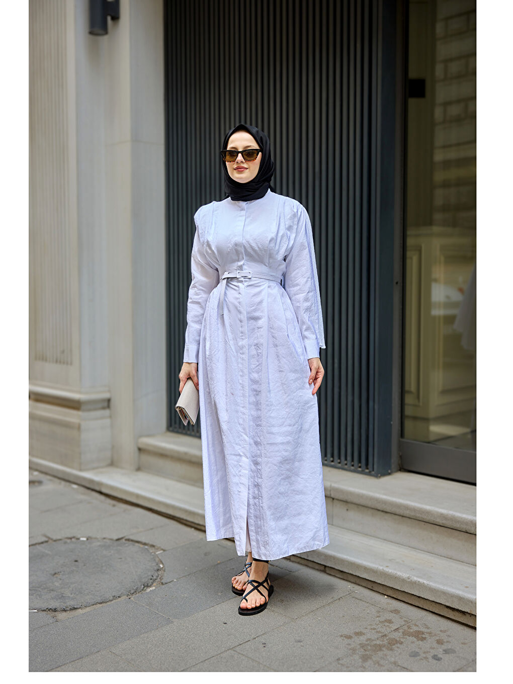 Kadın Pelerinli Elbise Beyaz