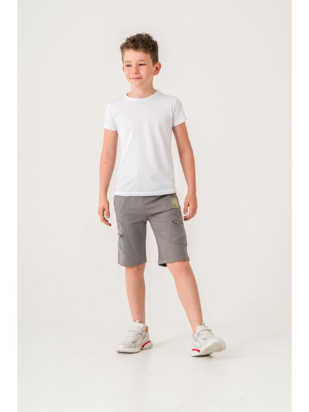 Gri Premium Quality Baskılı Erkek Çocuk Şort-1