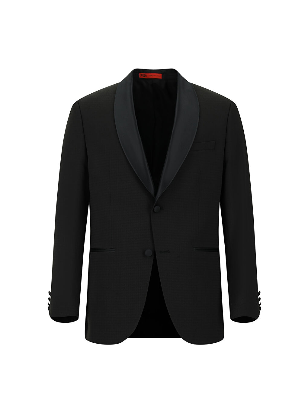 Siyah Regular Fit Şal Yaka Desenli Smokin & Damatlık-1