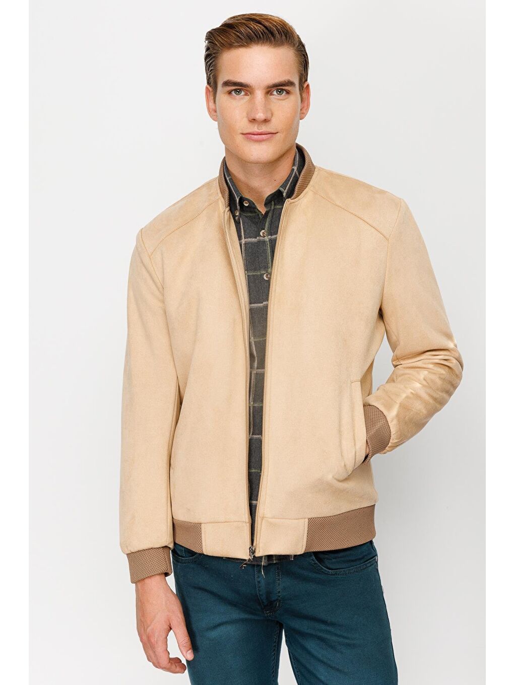 Erkek Bej   Süet Mont