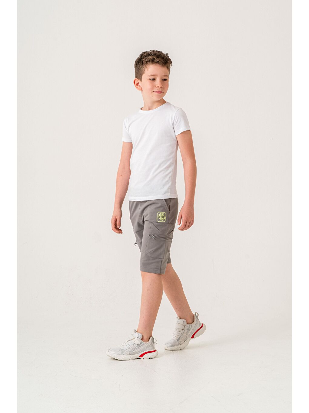 Gri Premium Quality Baskılı Erkek Çocuk Şort-2