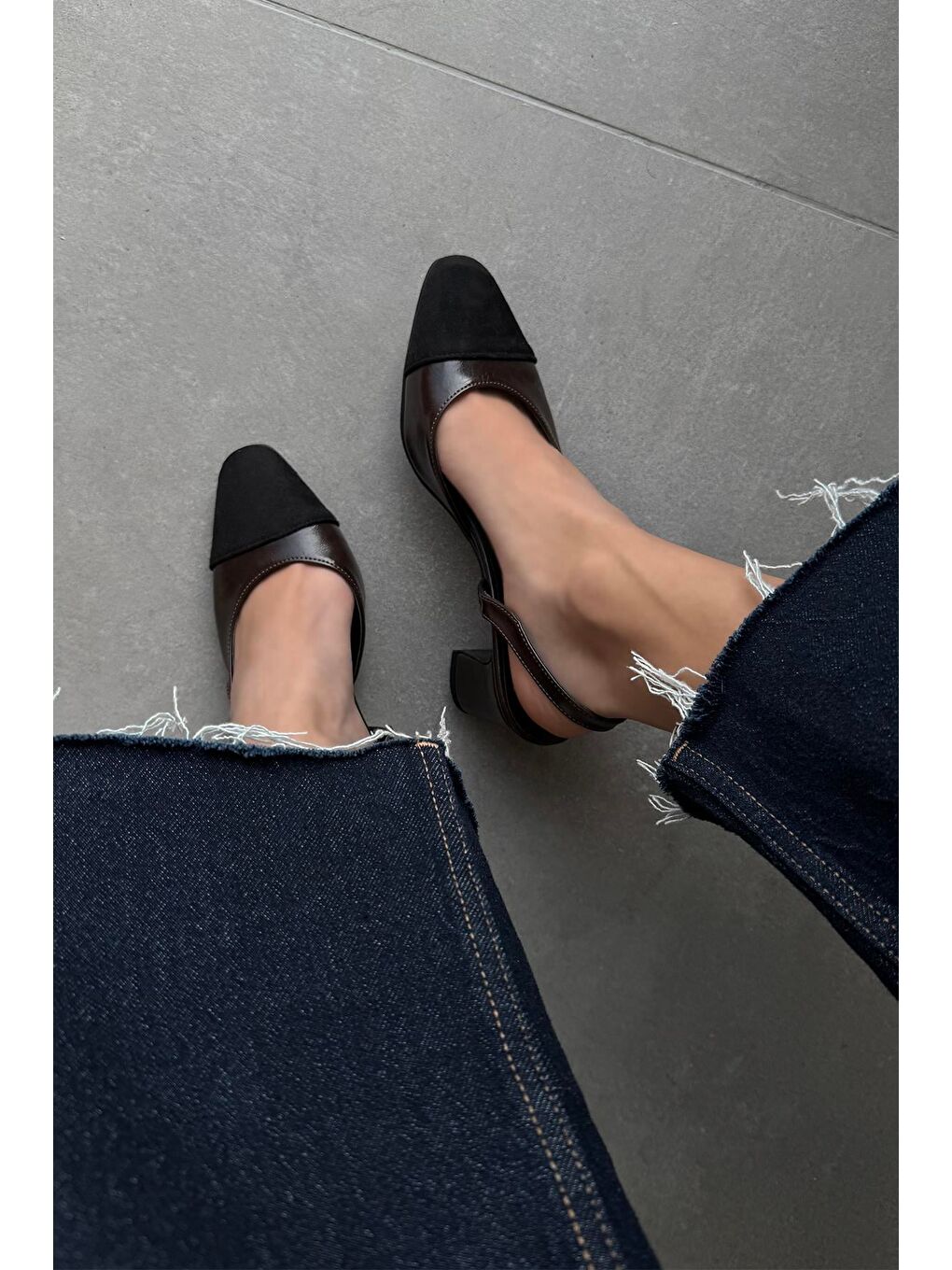 Kahverengi Paris Kadın Kırışık Deri Topuklu Ayakkabı Kahve-1