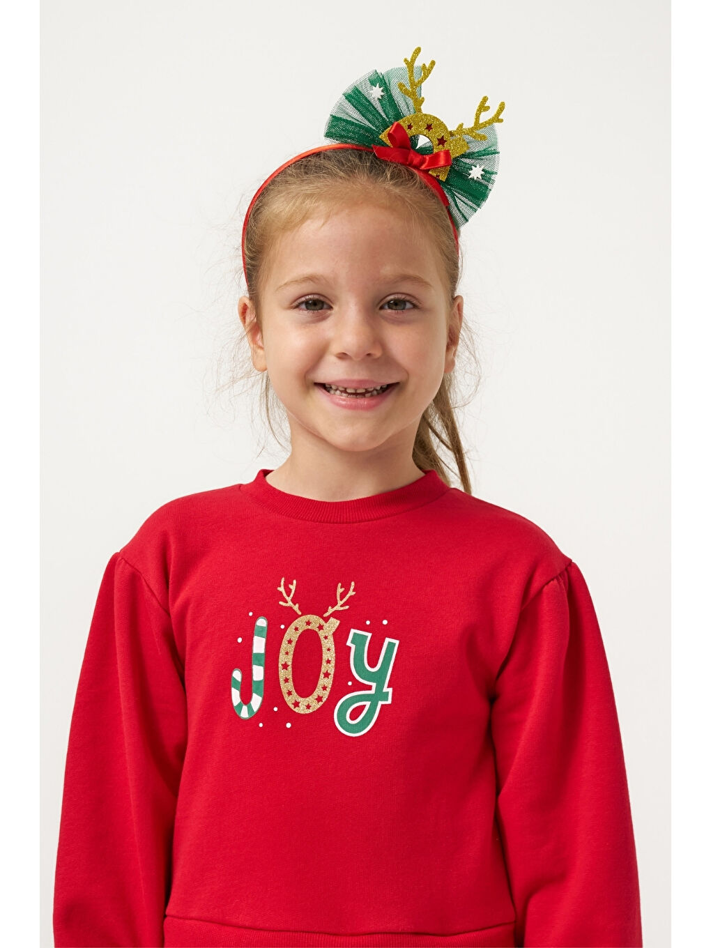 Kırmızı Joy Baskılı Tül Etekli Kız Çocuk Elbise - Fragile-4