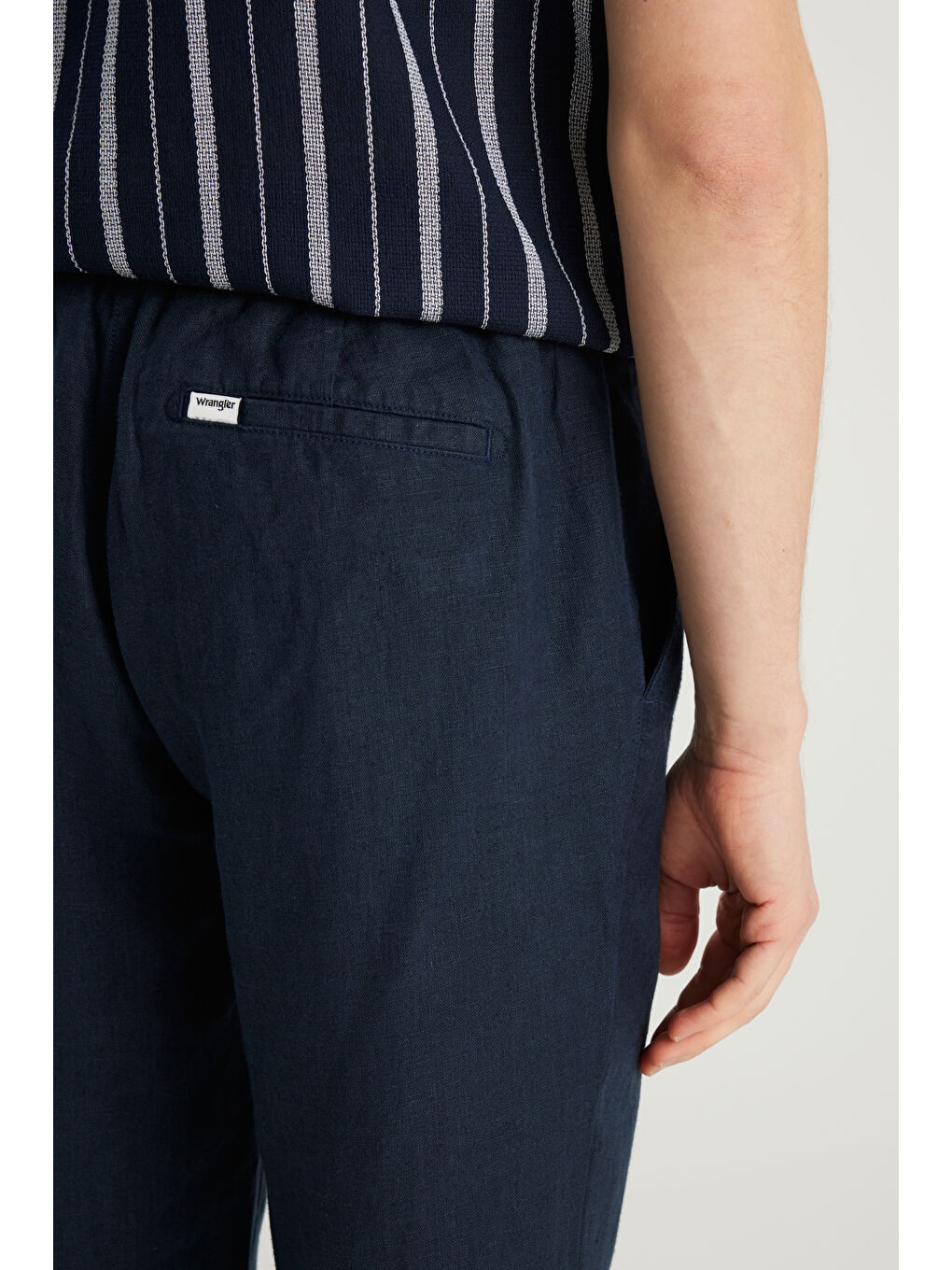 %100 Keten Regular Fit Normal Kesim Normal Bel Düz Paça Lacivert Pantolon-4