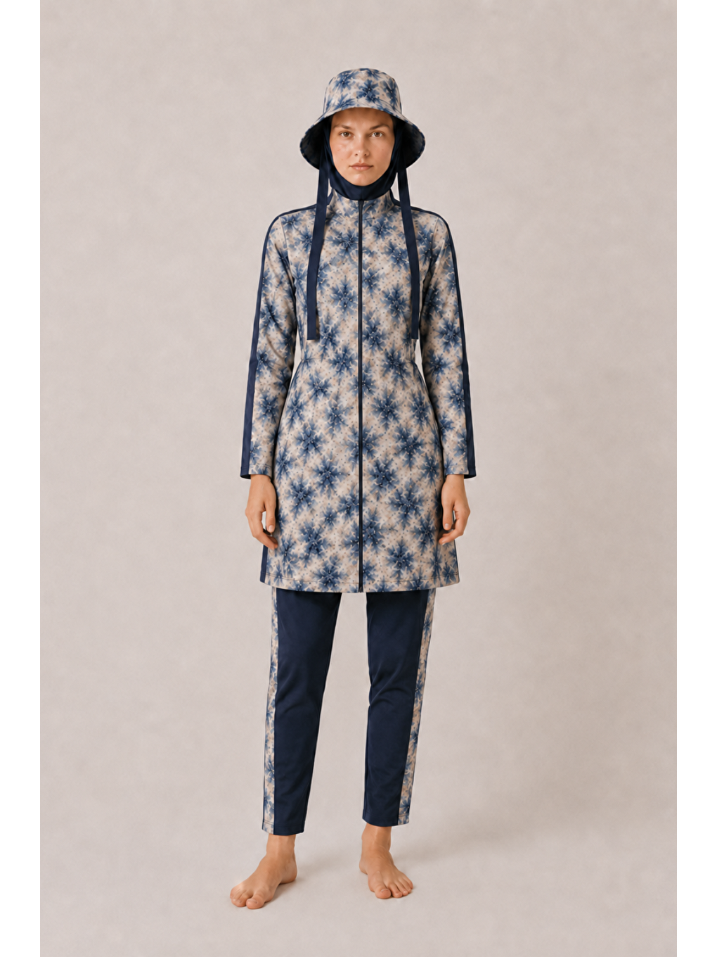 Karışık Aurelia Tide | Batik Desen Lacivert Stoperli Tesettür Mayo 5 Li Set-2