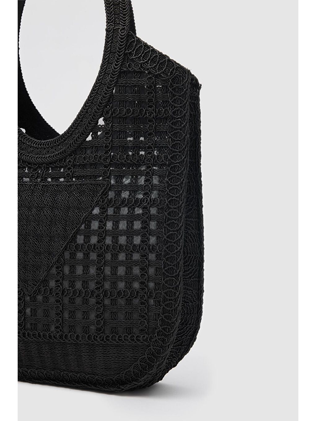 Vicolo Handmade Makrome Tote Çanta Siyah-6