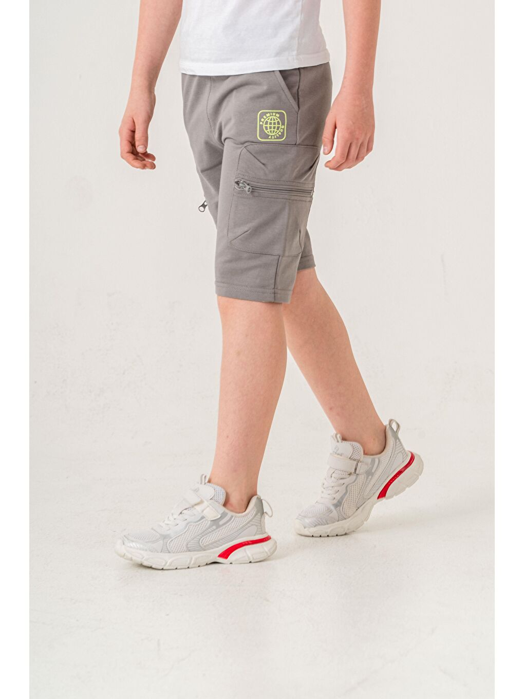 Gri Premium Quality Baskılı Erkek Çocuk Şort-4