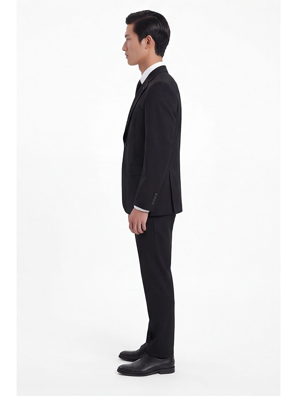 Siyah Slim Fit 6 Drop Mono Yaka Viskon Tam Astarlı Takım Elbise-3