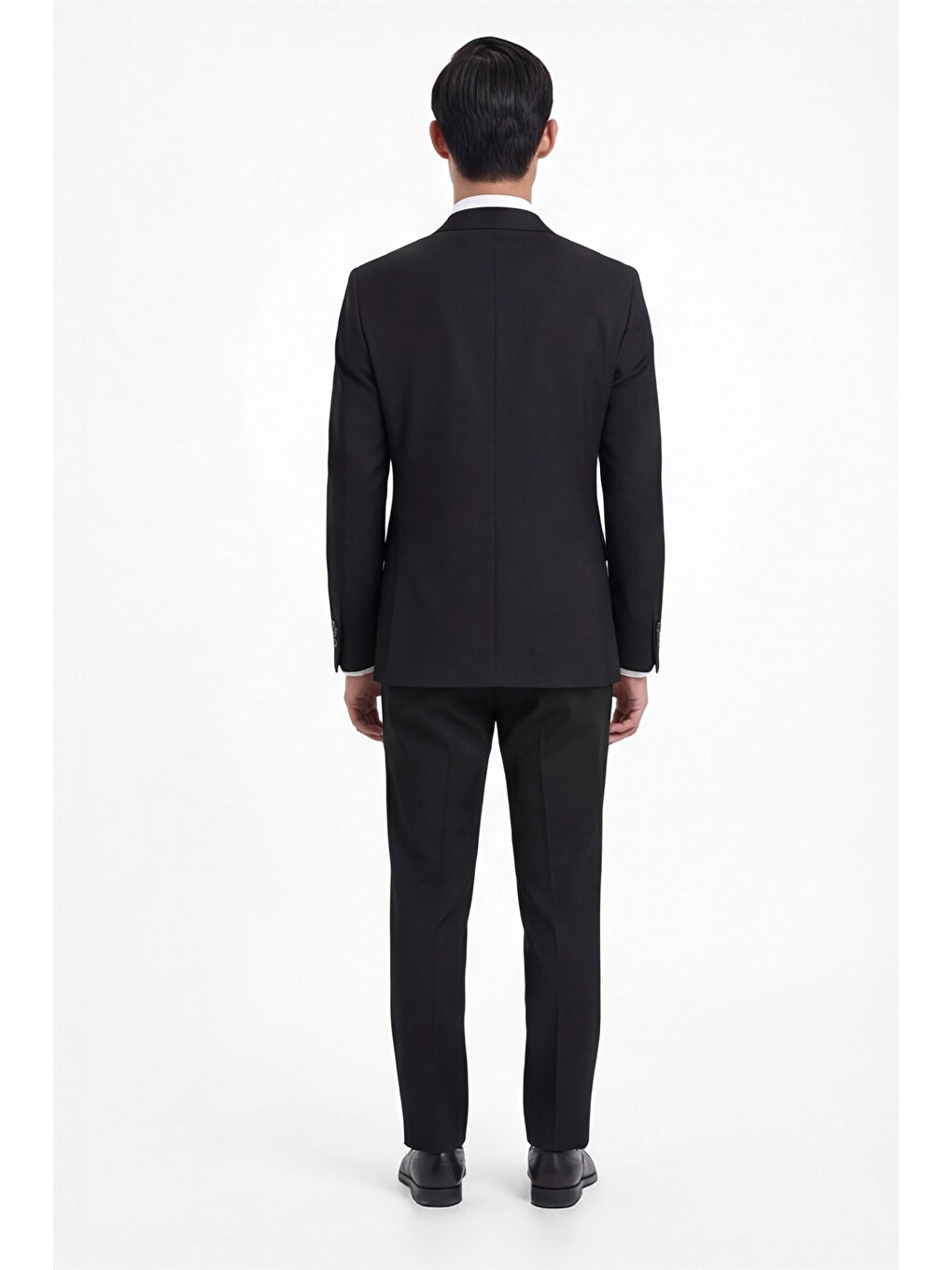 Siyah Slim Fit 6 Drop Mono Yaka Viskon Tam Astarlı Takım Elbise-4