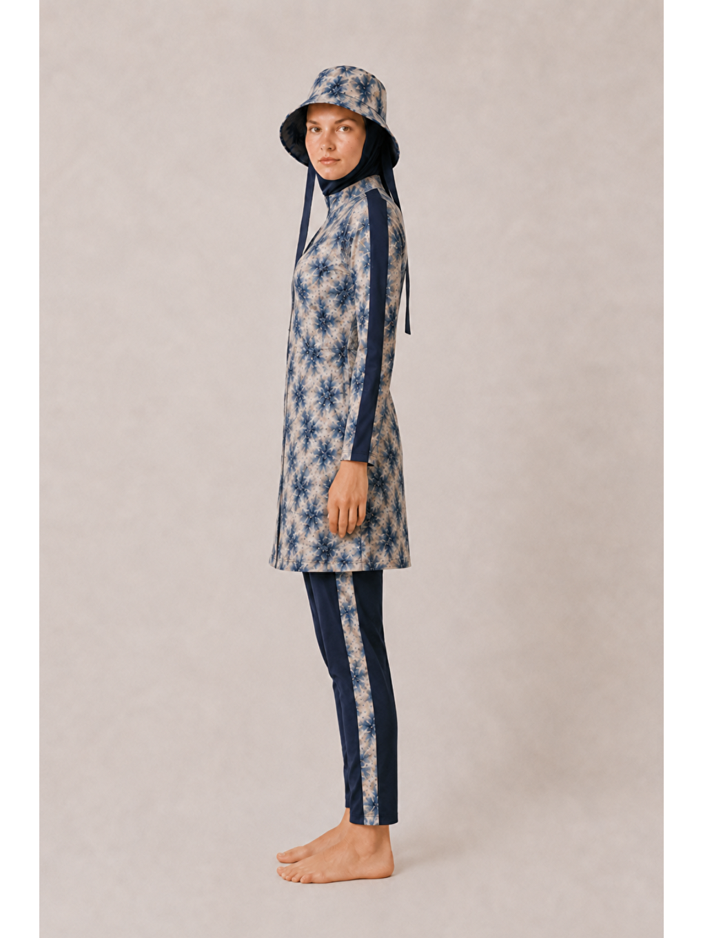 Karışık Aurelia Tide | Batik Desen Lacivert Stoperli Tesettür Mayo 5 Li Set-3