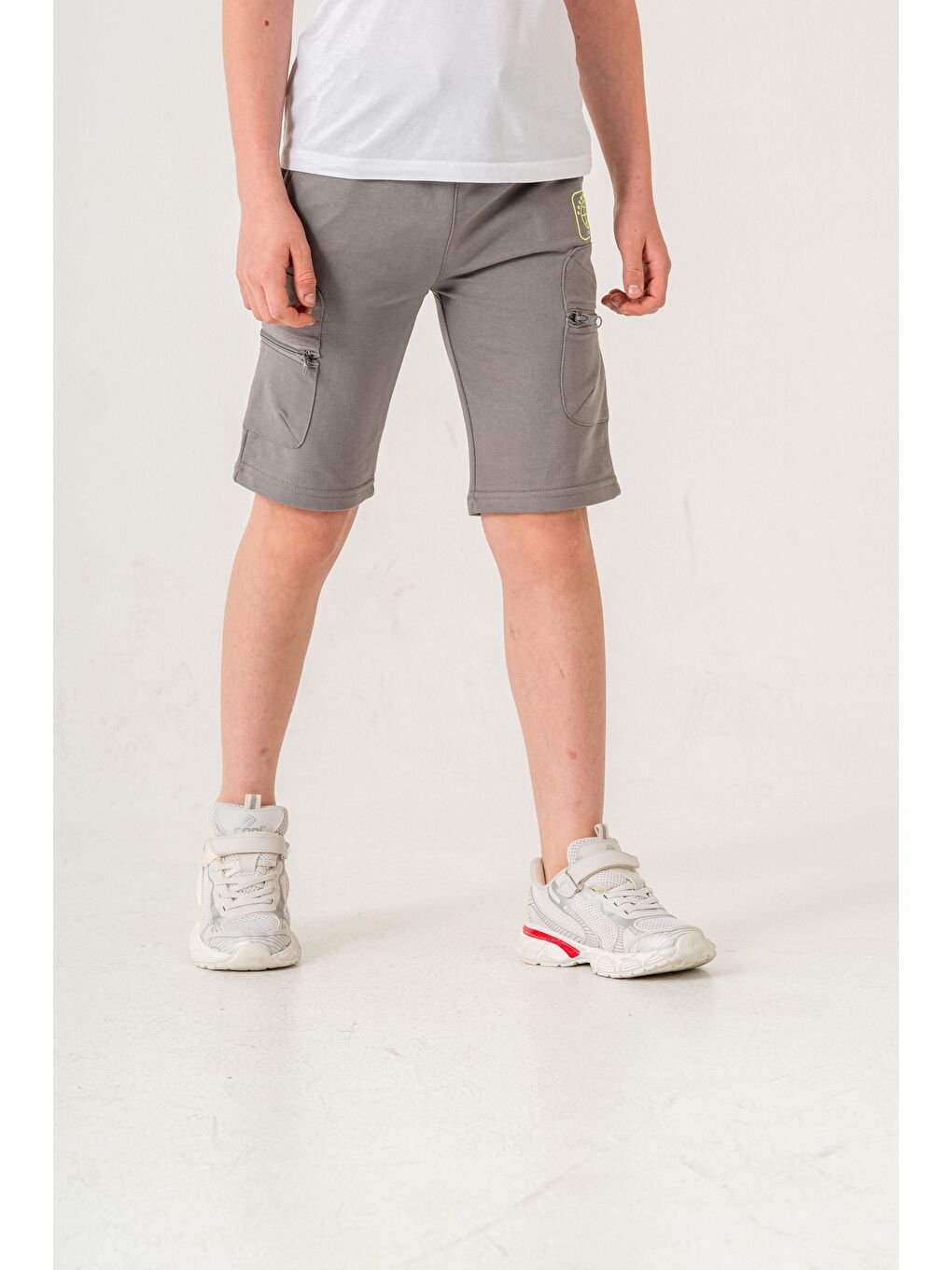 Gri Premium Quality Baskılı Erkek Çocuk Şort-5
