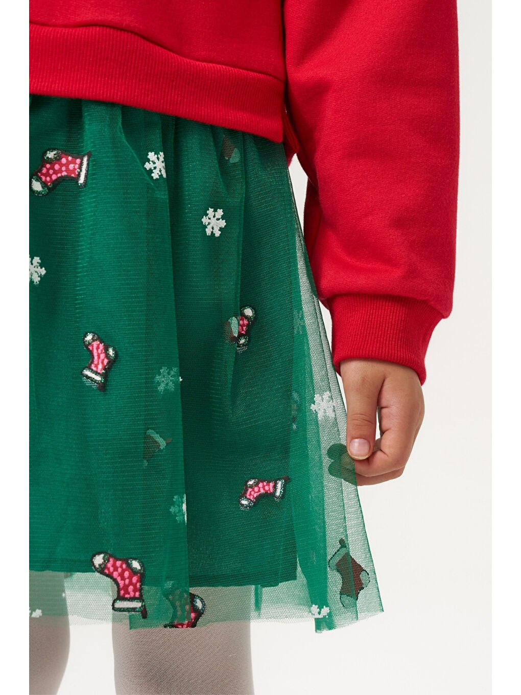 Kırmızı Joy Baskılı Tül Etekli Kız Çocuk Elbise - Fragile-5