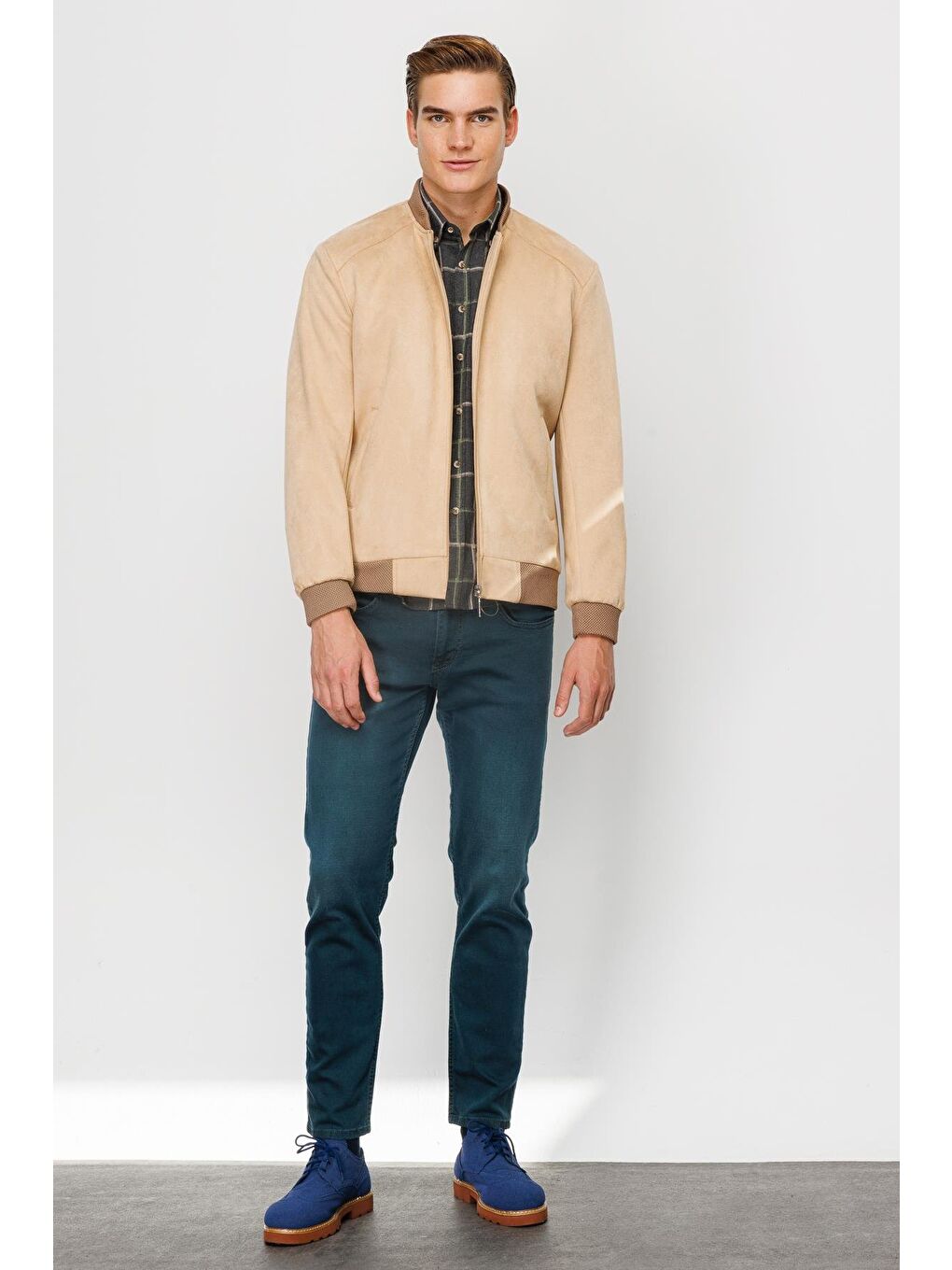 Erkek Bej   Süet Mont-1