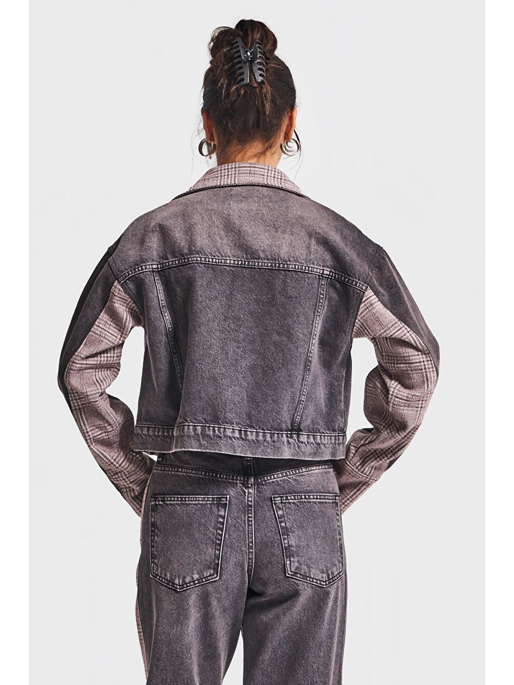 Mavi Kadın Taşlanmış Koyu Jean Rengi 4w5-143 Çift Parça Kumaş Önden Düğmeli Özel Tasarım Denim Ceket-3