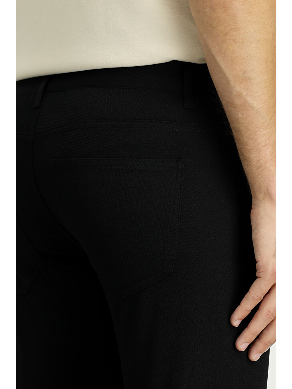 Siyah Regular Fit Kanvas / Chino Pantolon-5