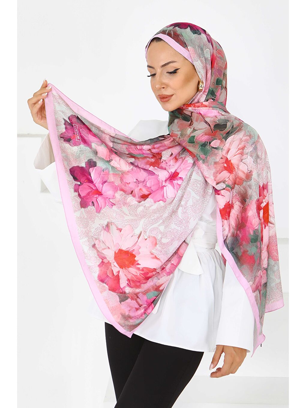 Pembe Bambu Kıraş Şal Pudra - 27617