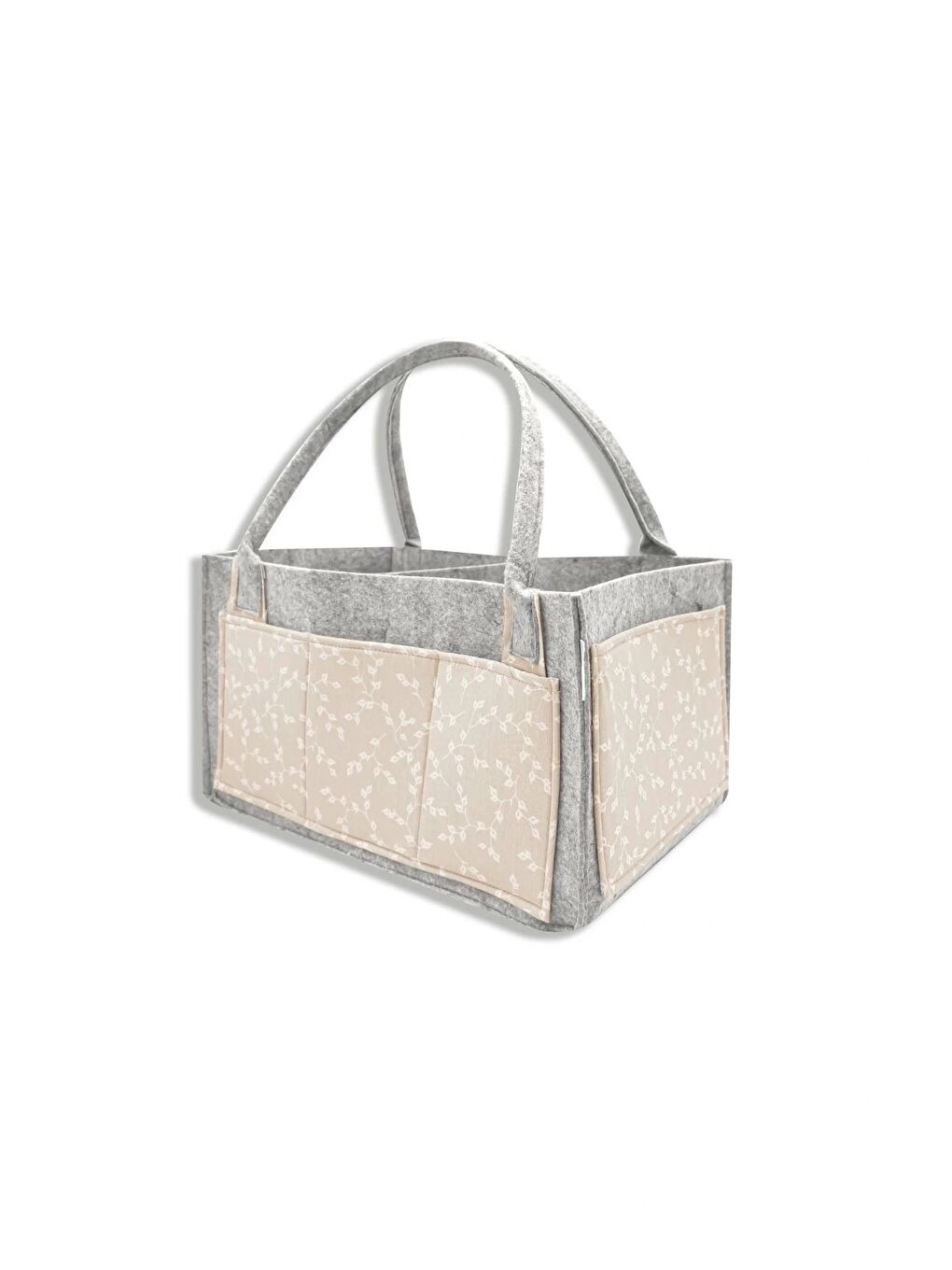 772 Keçe Anne Bebek Bakım Çantası Somon Çiçek-1