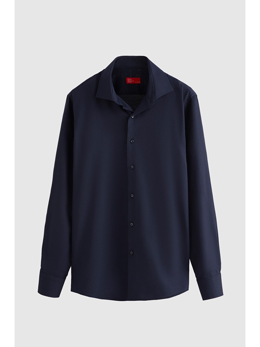 Slim Fit Lacivert Armürlü Gömlek-4