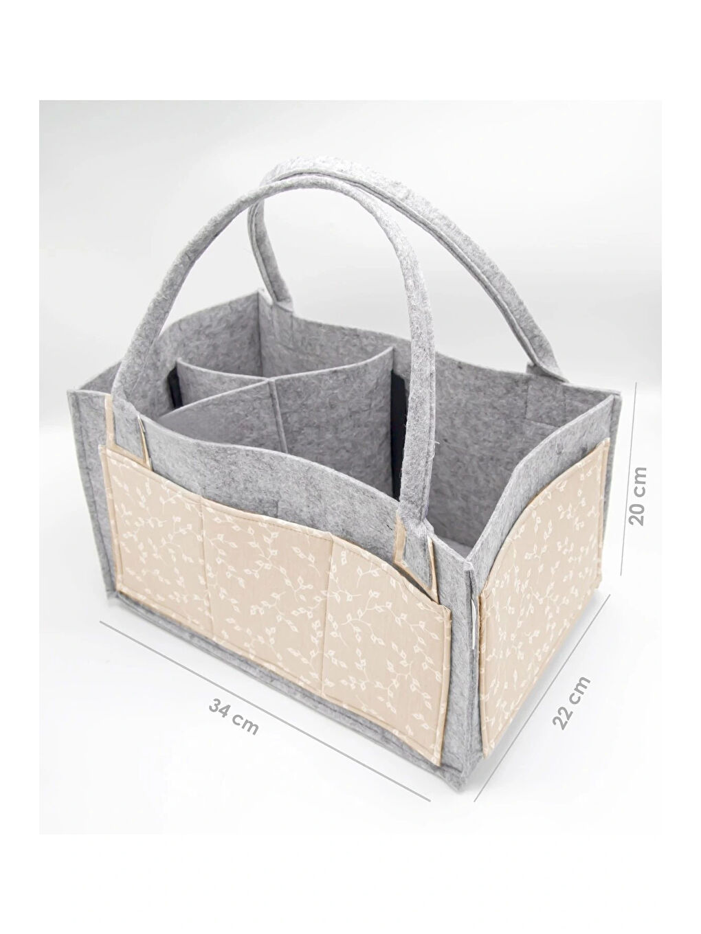 772 Keçe Anne Bebek Bakım Çantası Somon Çiçek-2