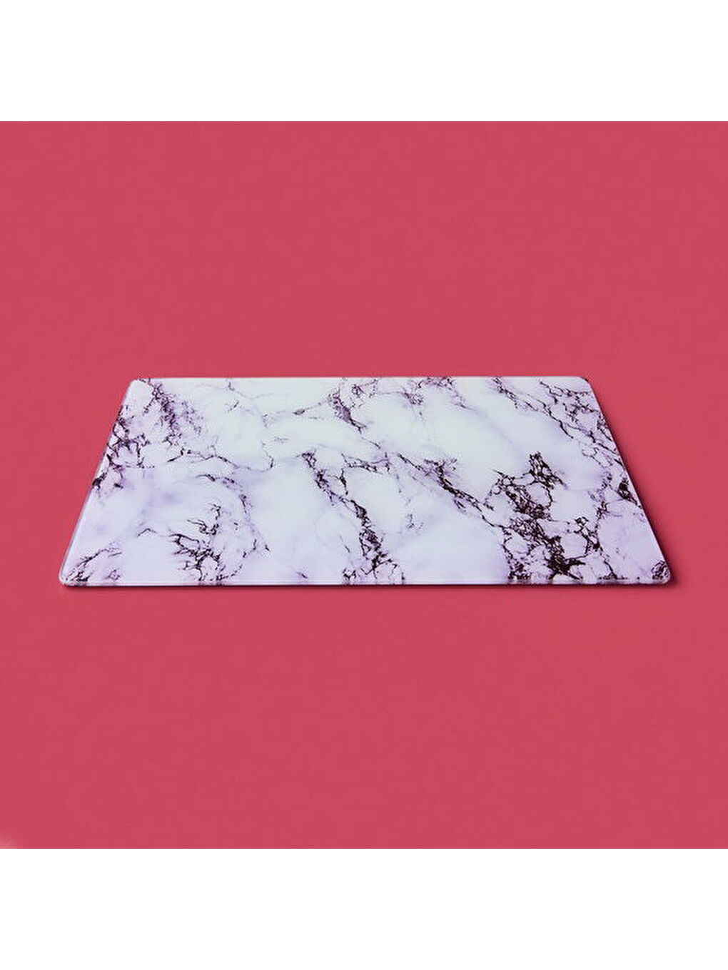 Mermer Desenli Cam Kesme Tahtası - Beyaz - 30x40 cm