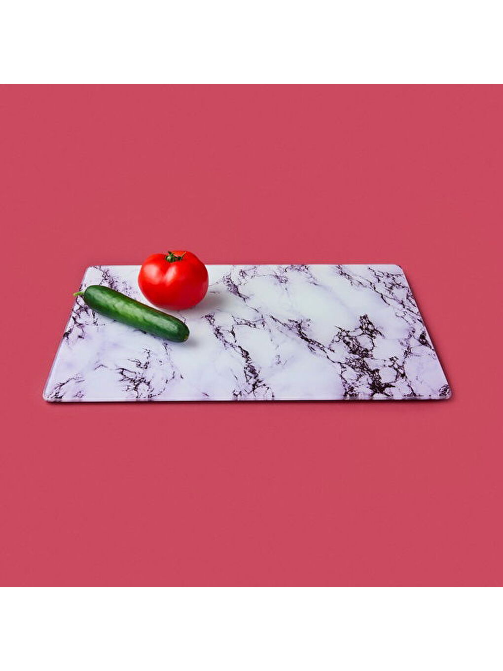 Mermer Desenli Cam Kesme Tahtası - Beyaz - 30x40 cm-1