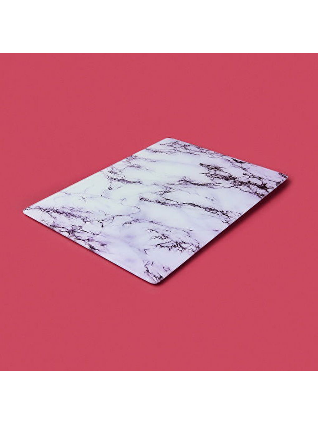 Mermer Desenli Cam Kesme Tahtası - Beyaz - 30x40 cm-2