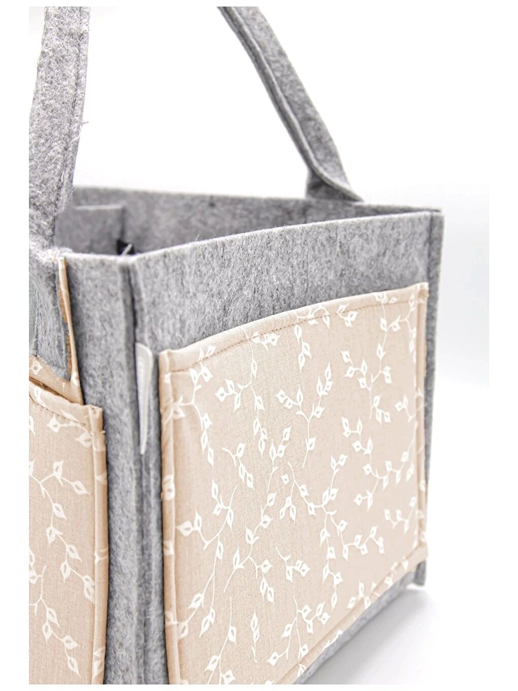 772 Keçe Anne Bebek Bakım Çantası Somon Çiçek-3