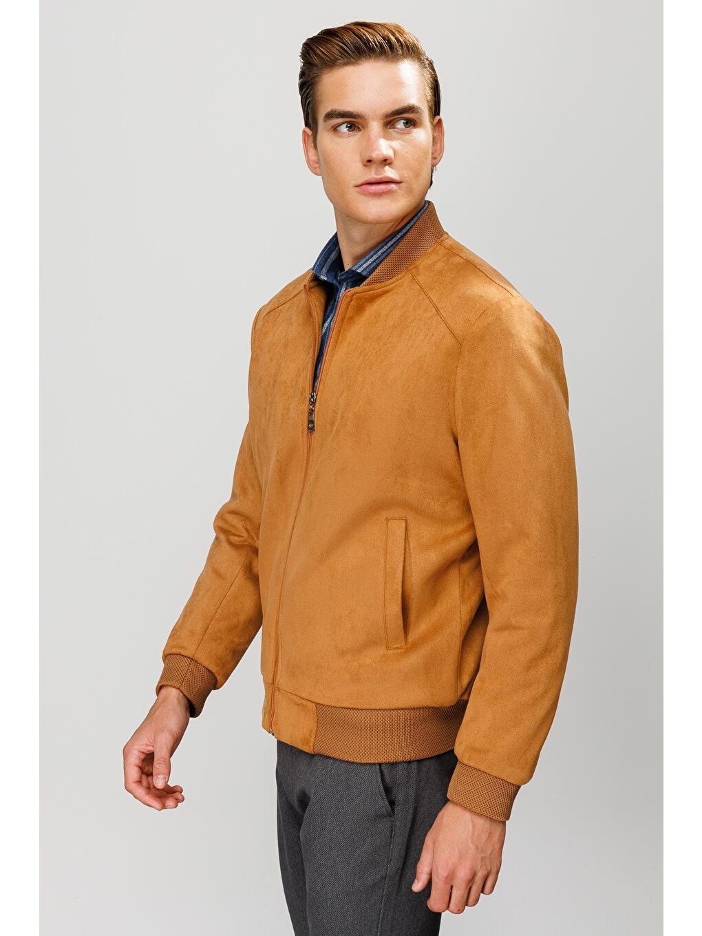 Kahverengi Erkek Kahve   Süet Mont-1