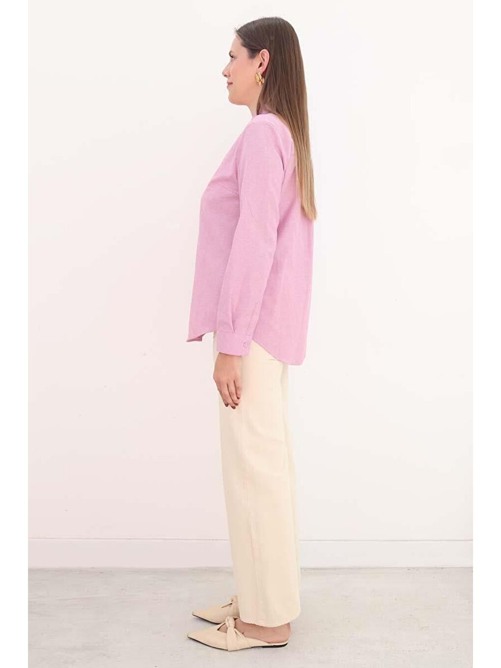 Şeker Pembesi-Basic Gizli Patlı Gömlek-2