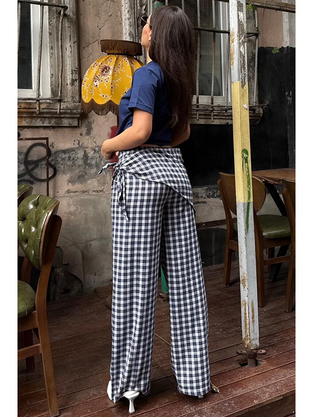 Lacivert Fularlı Ekose Pantolon Mg2734-1