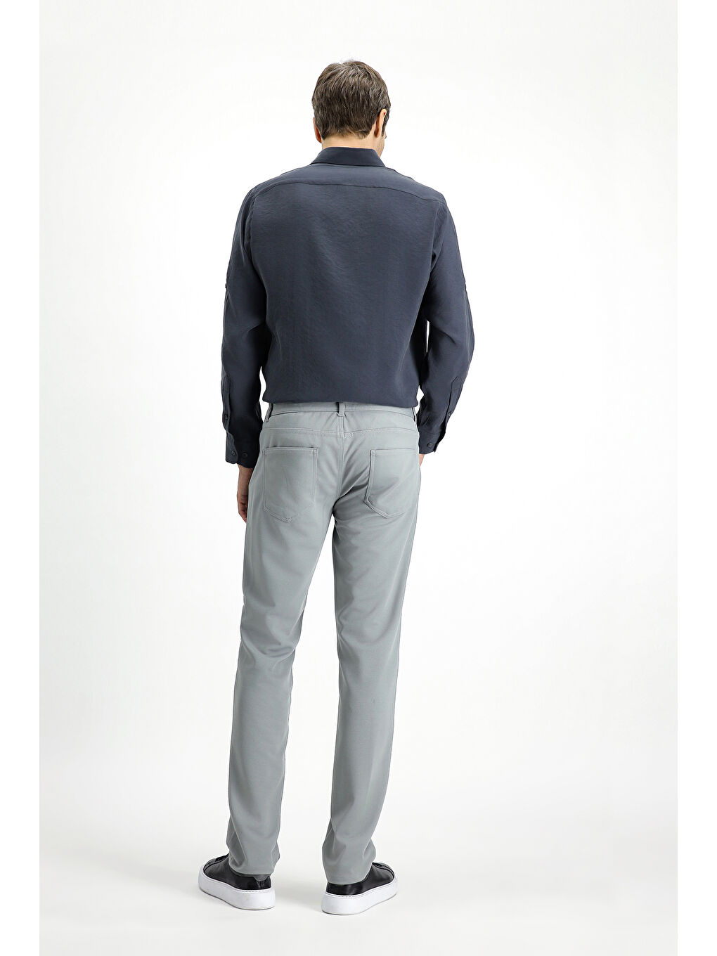 Gri Relaxed Fit Rahat Kesim Kanvas / Chino Pantolon-3