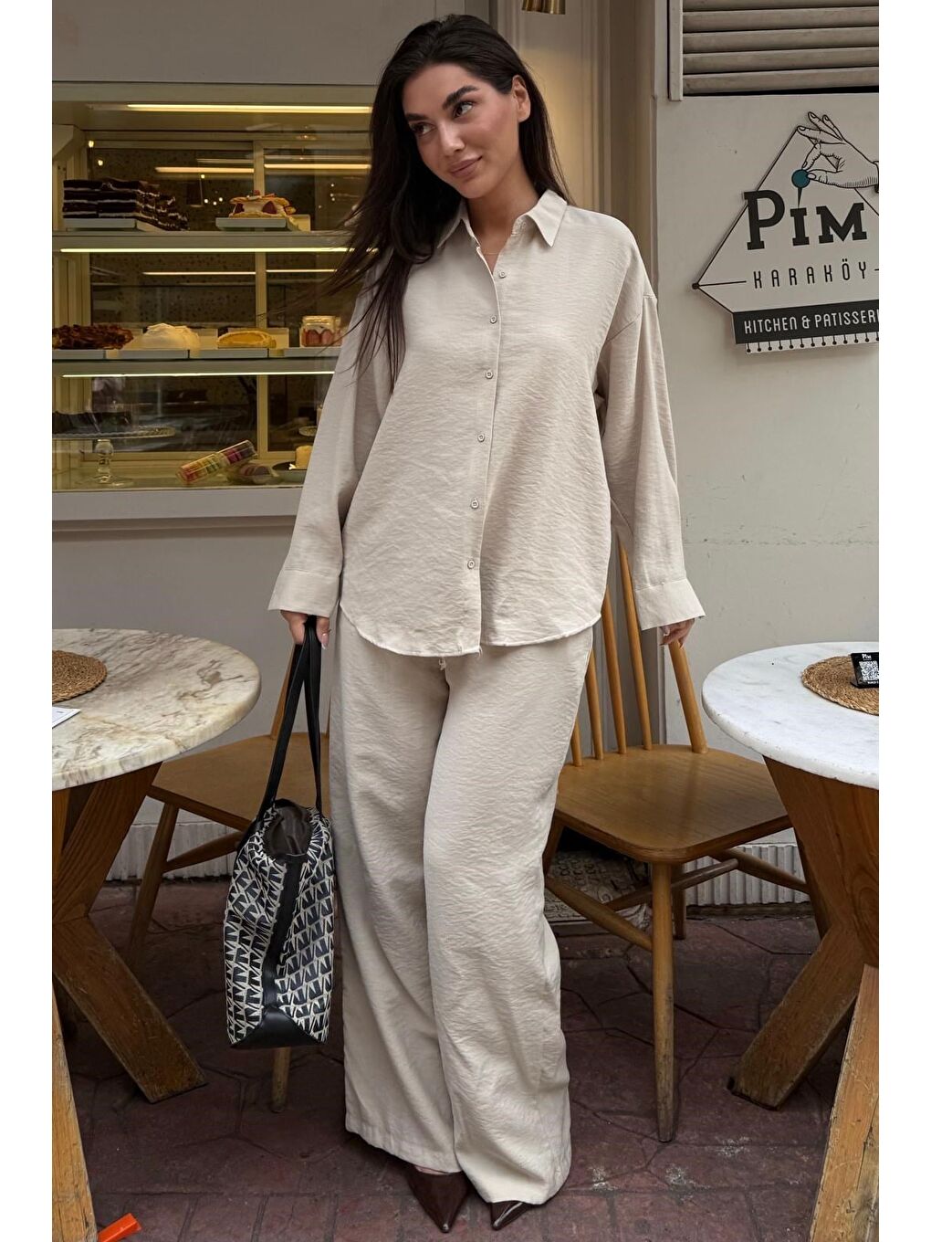 Bej  Soft Touch Modal Gömlekli Takım Mg2742