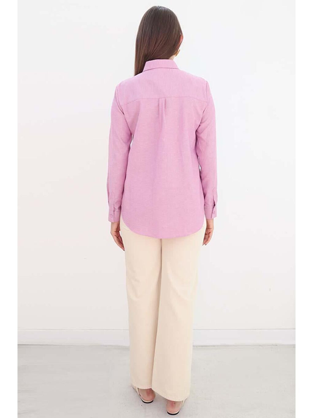 Şeker Pembesi-Basic Gizli Patlı Gömlek-3