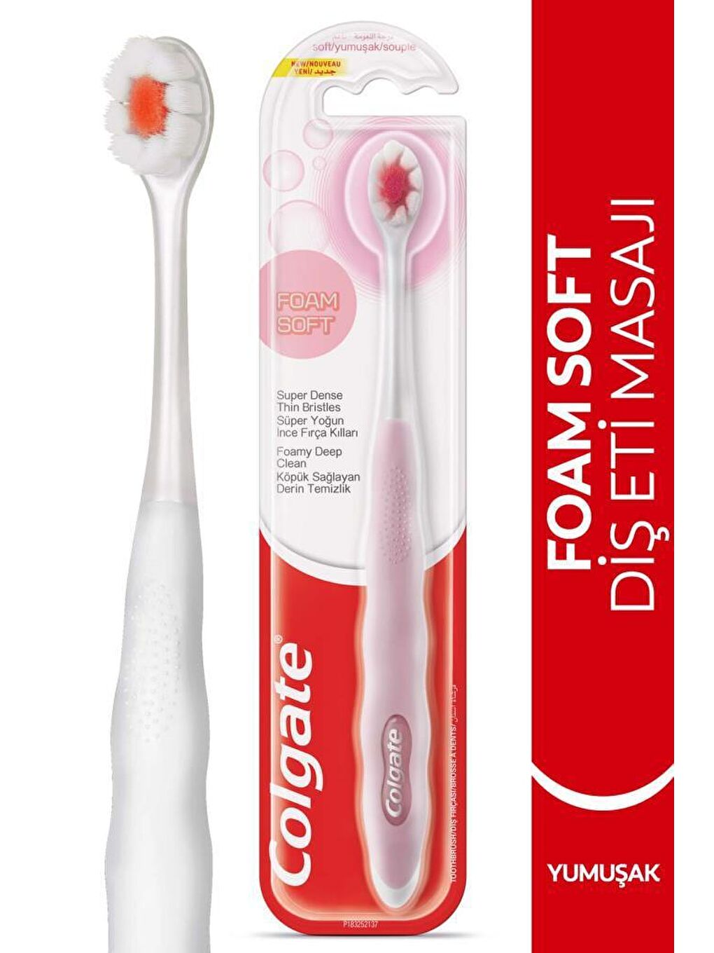 Colgate Beyaz-Lila-Açık Pembe FoamSoft Diş Eti Masajı Yumuşak Diş Fırçası