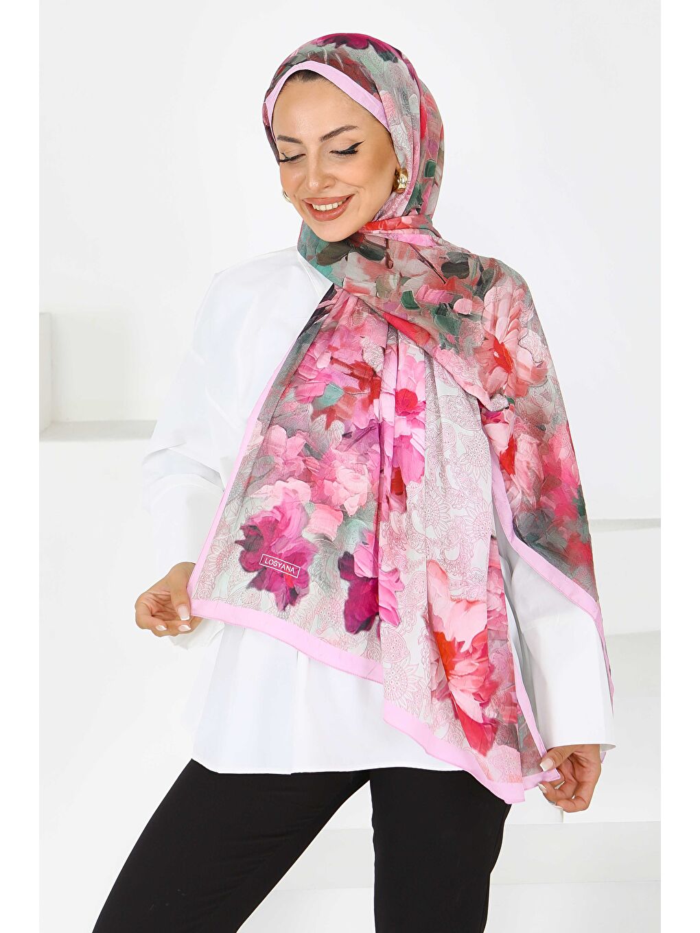 Pembe Bambu Kıraş Şal Pudra - 27617-2