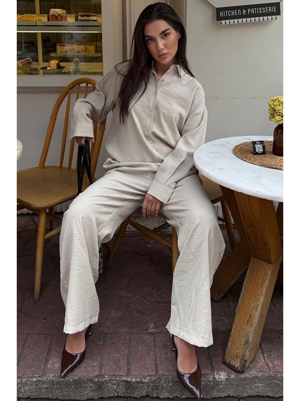 Bej  Soft Touch Modal Gömlekli Takım Mg2742-1